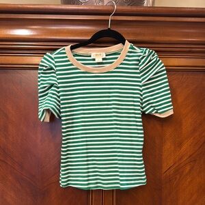 Maeve Green Striped Shirt size SP like new